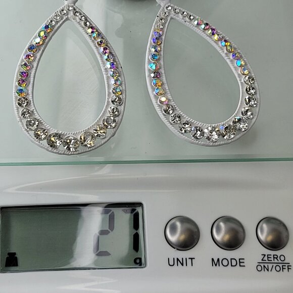Crystal Teardrop White Large Earrings - Picture 13 of 13